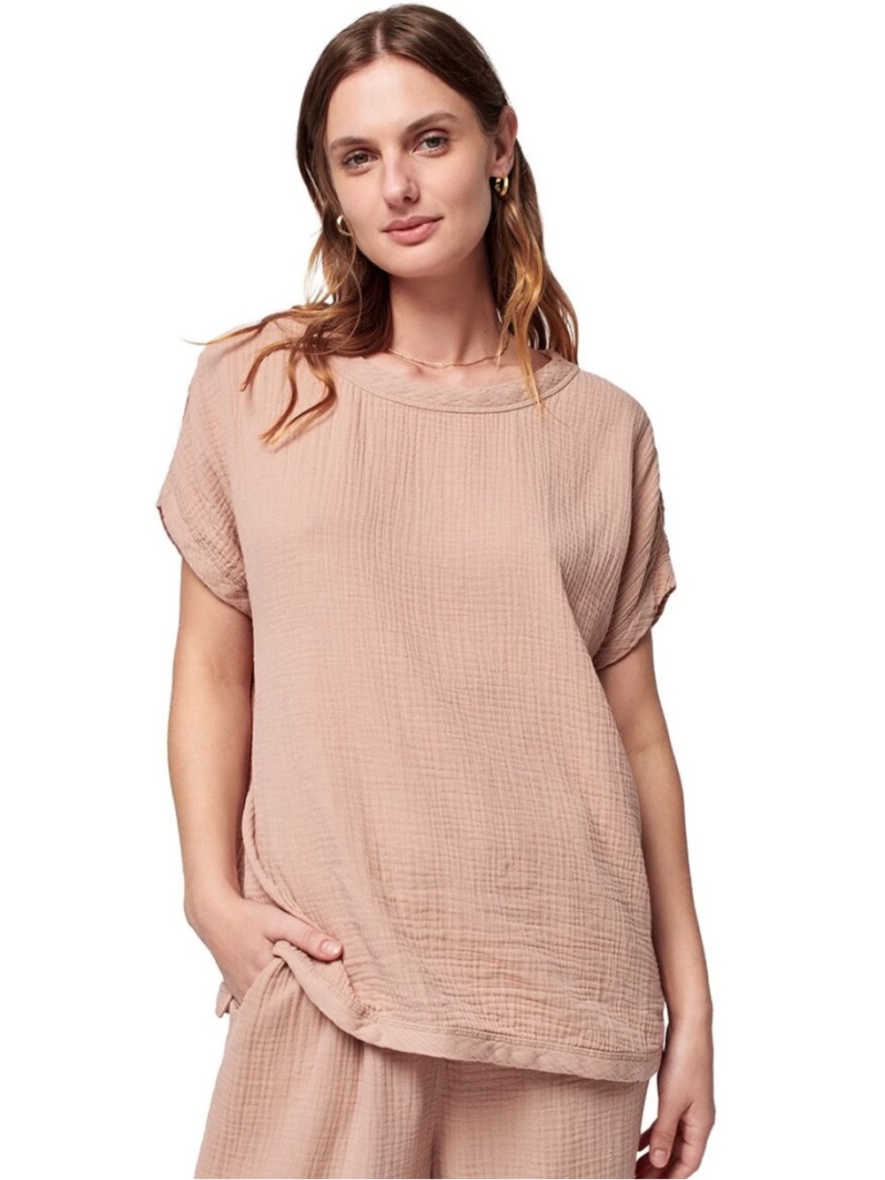 Faherty Dream Organic Cotton Gauze T-Shirt Short Sleeve Women's Size Medium